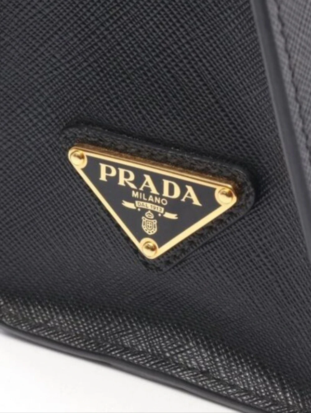 Luxury Authentic Prada Saffiano Milano Black Handbag with Shoulder Strap